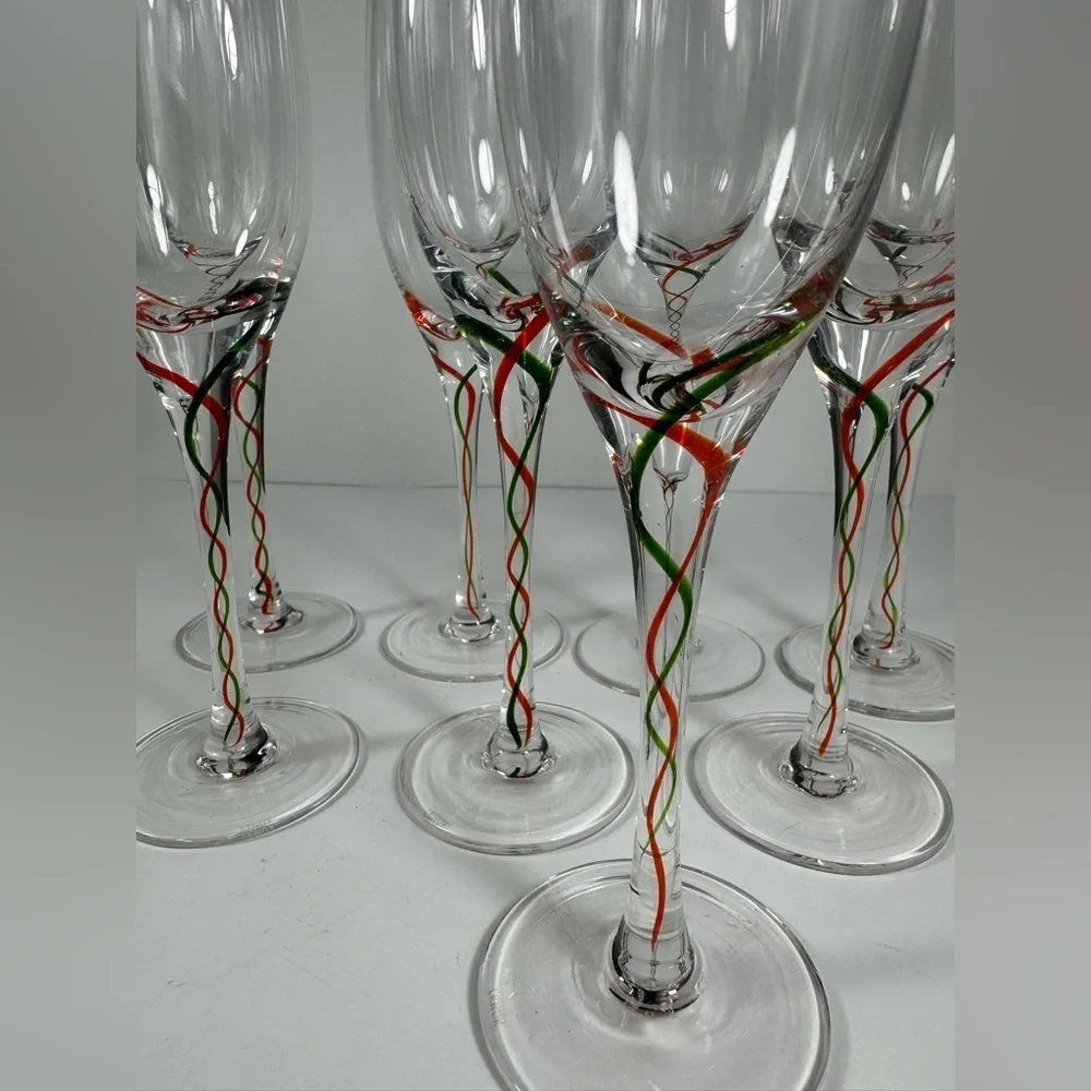 Holiday Ribbon Flute set of 8 Champagne by Lenox Crystal